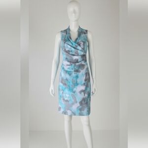 Tahari Sleeveless Wrap Dress Blue sz Medium